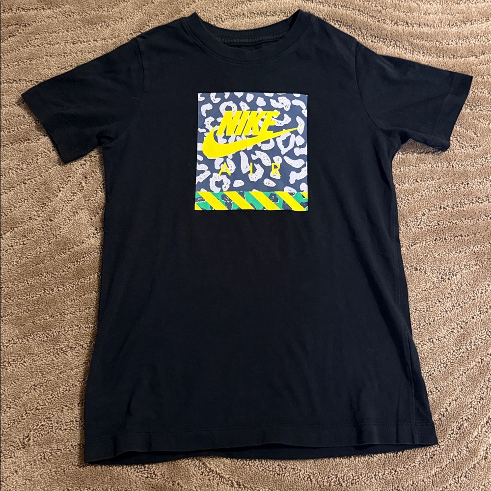 Nike Black Tee with Yellow and Blue Graphic